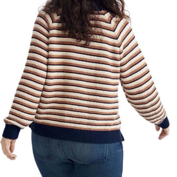 Madewell - Arden V-Neck Crop Pullover Sweater in Stripe - Size S - Picture 4 of 11